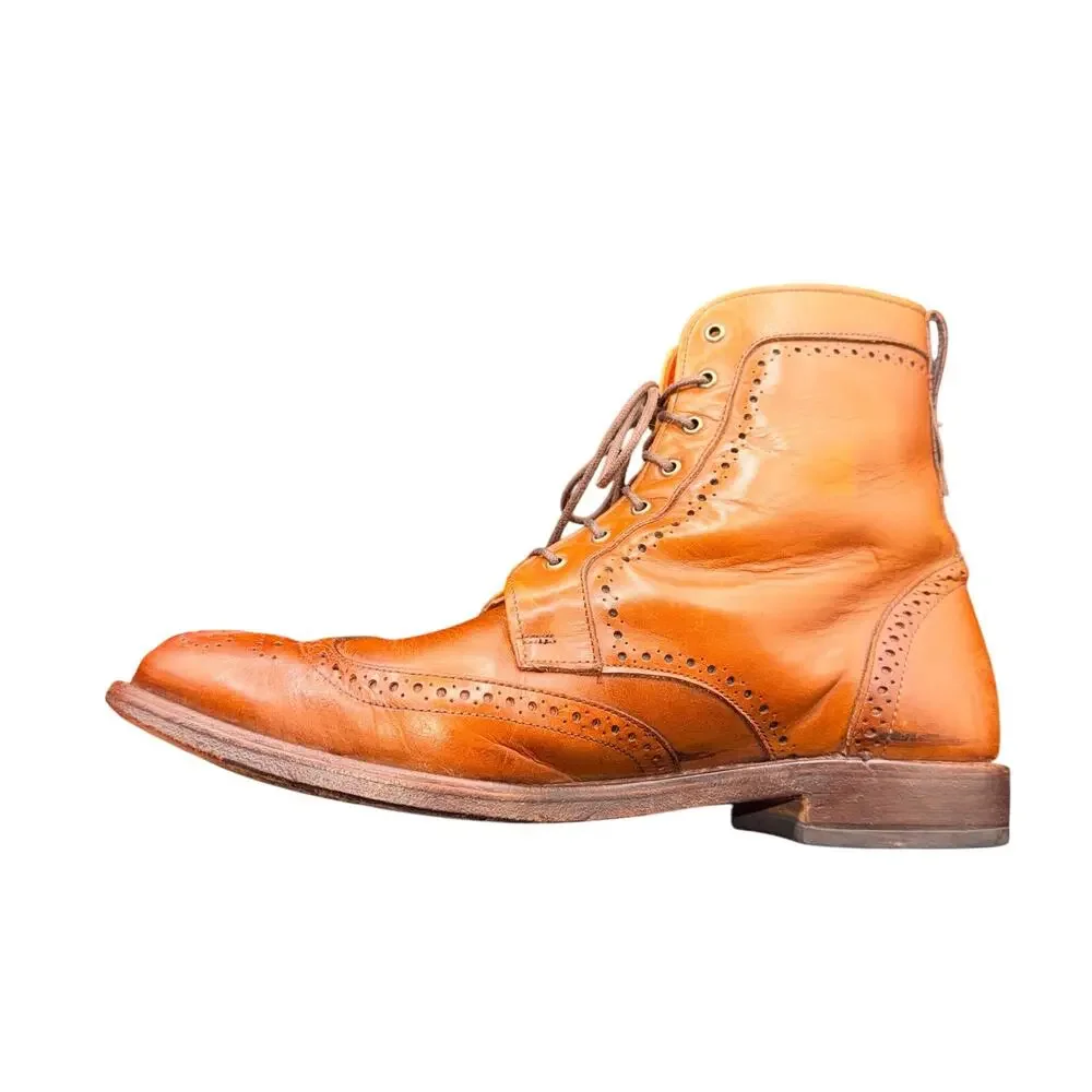 Allen Edmonds Dalton Walnut Leather Wingtip Brogue Boots Men’s 10 D
